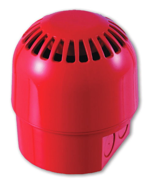 AS364 Diffuseur sonore, couleur rouge, 32 tons, 17 Vdc, 64-106dBA, base avec accès - Fire sounder, multi tone, deep base