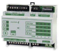 SENTOX 4+ - Centrale Détection Gaz 4 Zones Montage sur rail DIN - 4 Zones Gas Control Panel for DIN-rail mounting